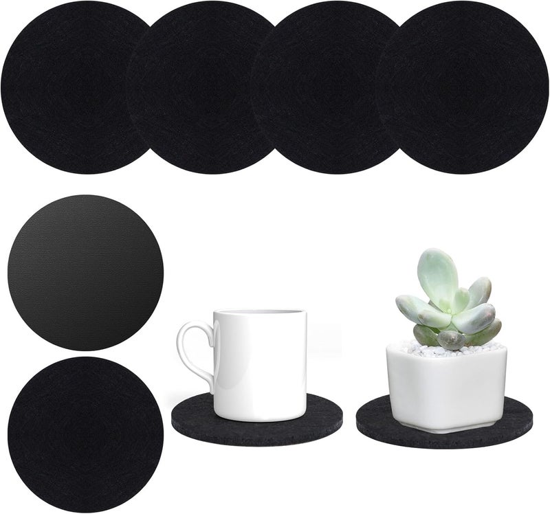 AHFCANG Plant Coaster Mat Reversible(Fabric/Leather),6Pcs Plant Coasters for House Plants Indoor & Outdoor,Household Products Absorbent/Waterproof(6inch) - Image 1